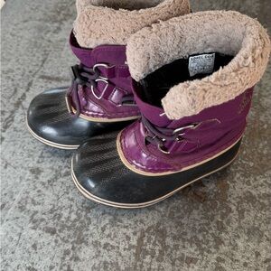 Sorel Kids' Black and Purple Snow Boots